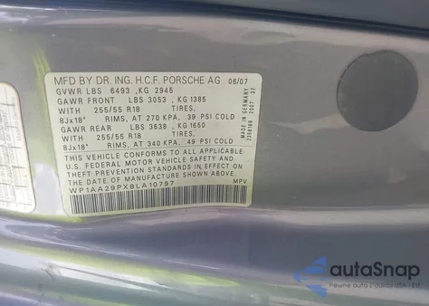 2008 Porsche Cayenne from USA, damaged, VIN WP1AA29PX8LA10797